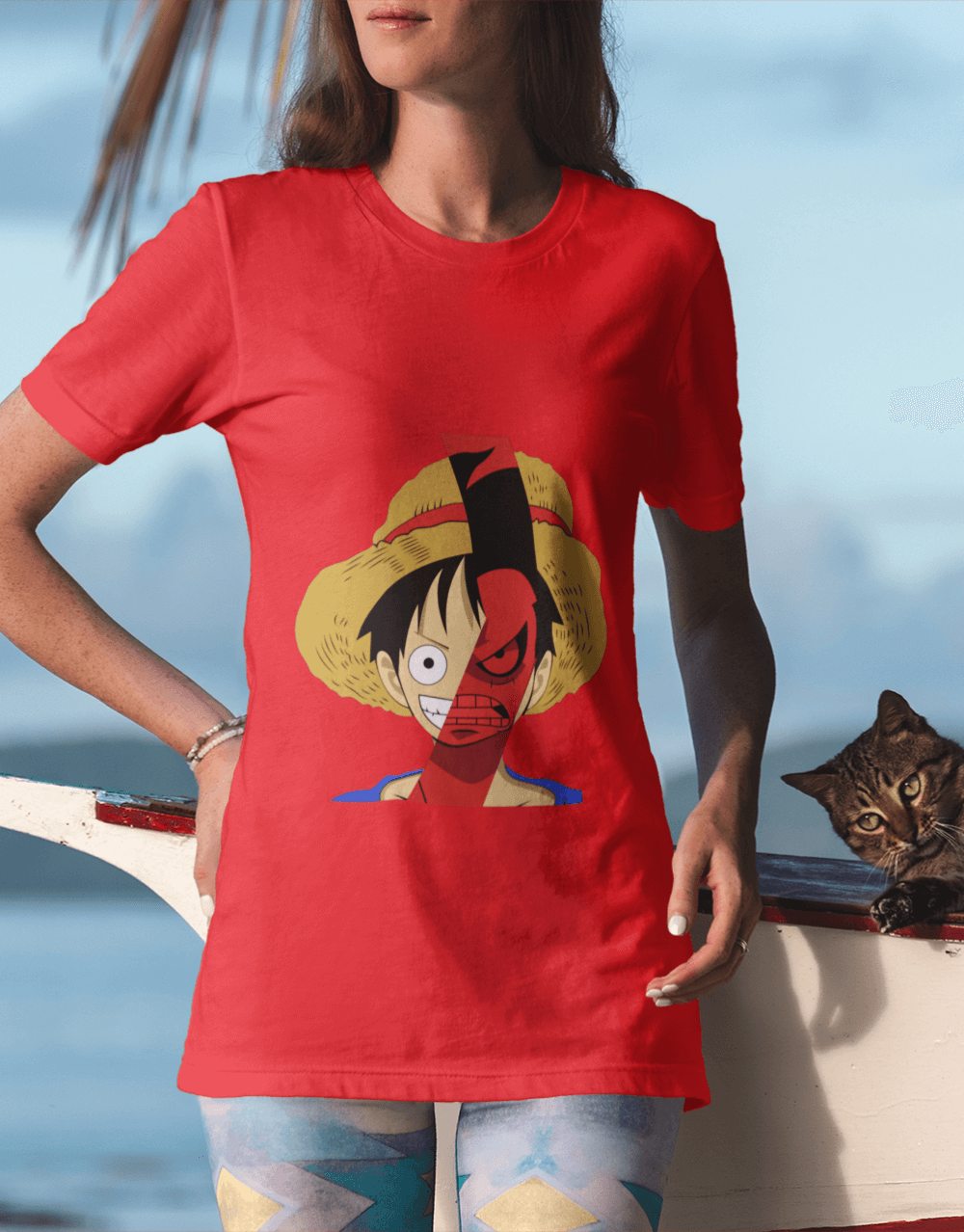 One Piece - Luffy's Real Face Female Mock up 1