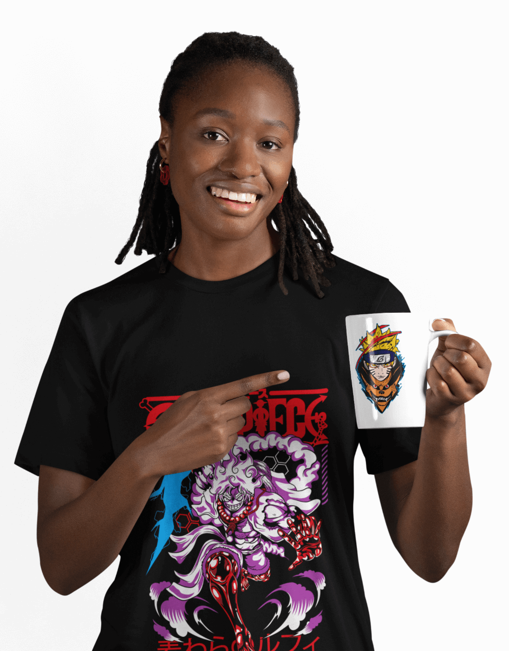 One Piece - Nika Luffy and Frenemies Mug Female Mock up 3